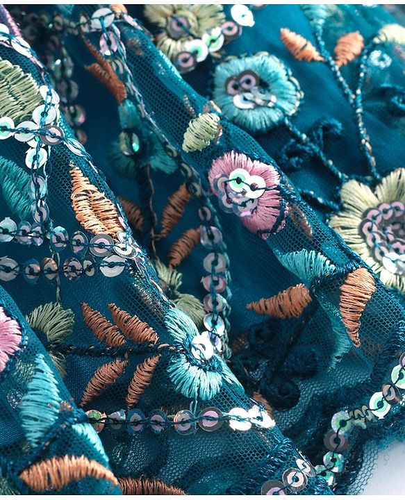 Babyhug Woven Short Sleeves Sequinned Floral Embroidered Kurti Gharara & Dupatta Set - Teal