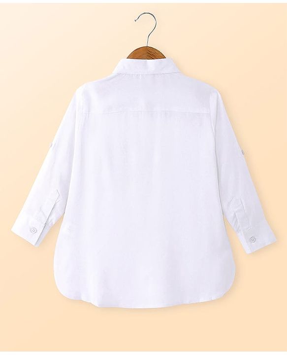 Babyhug Woven Full Sleeves Solid Kurta Pyjama Set with Sequin Embroidered Jacket - White