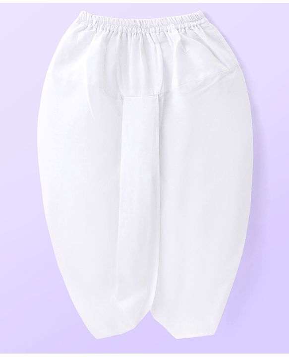 Babyhug Cambric Woven Full Sleeves Texture Kurta & Dhoti Set - White