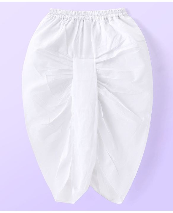 Babyhug Cambric Woven Full Sleeves Texture Kurta & Dhoti Set - White