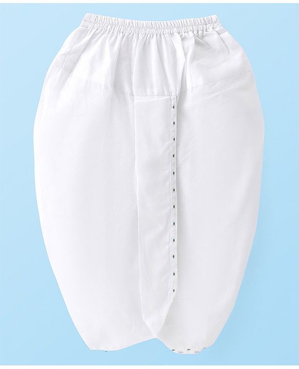 Babyhug Cambric Woven Full Sleeves Polka Dot Print Kurta & Dhoti Set- Off White