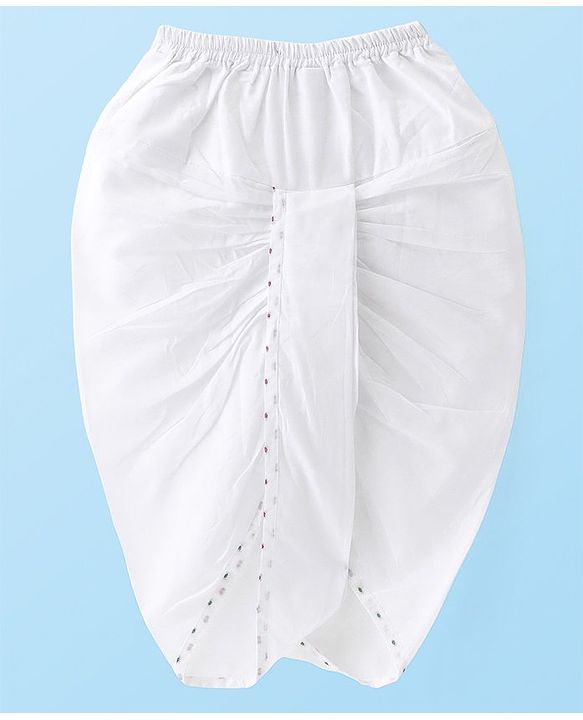 Babyhug Cambric Woven Full Sleeves Polka Dot Print Kurta & Dhoti Set- Off White