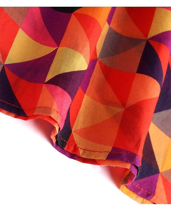 Babyhug Cambric Woven Full Sleeves Printed Kurta Pyjama Set - Orange