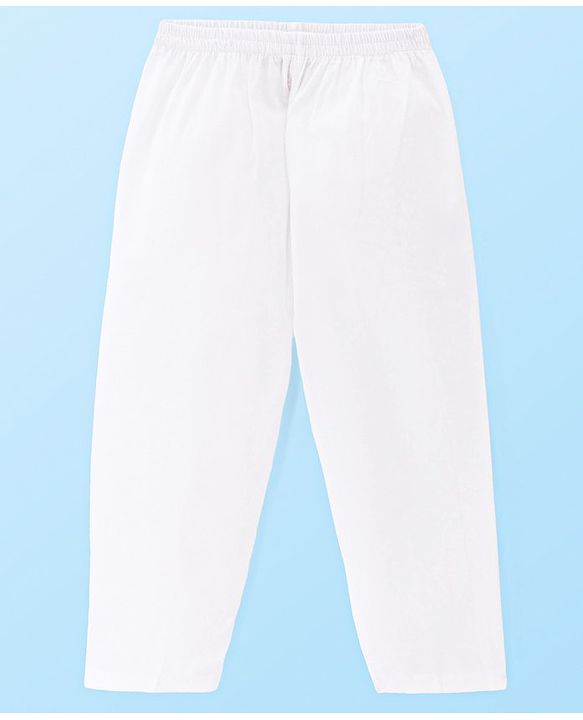 Babyhug Cambric Woven Solid Color Kurta Pyjama Set with Printed Jacket - Off White