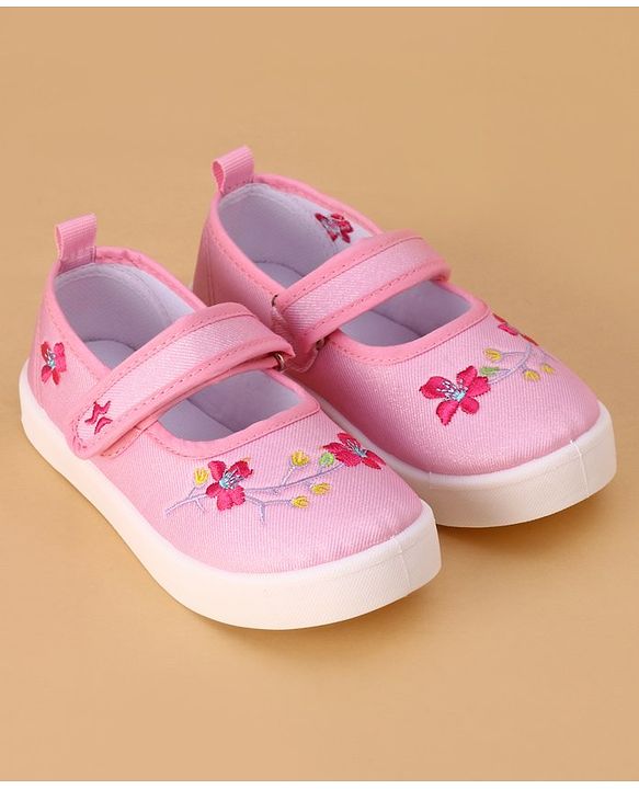 Cute Walk by Babyhug Velcro Closure Casual Shoes Floral Design - Light Pink