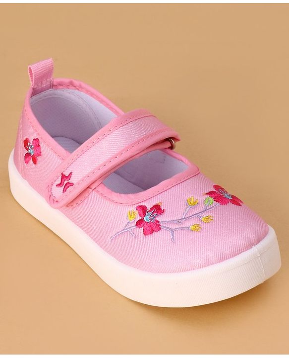 Cute Walk by Babyhug Velcro Closure Casual Shoes Floral Design - Light Pink