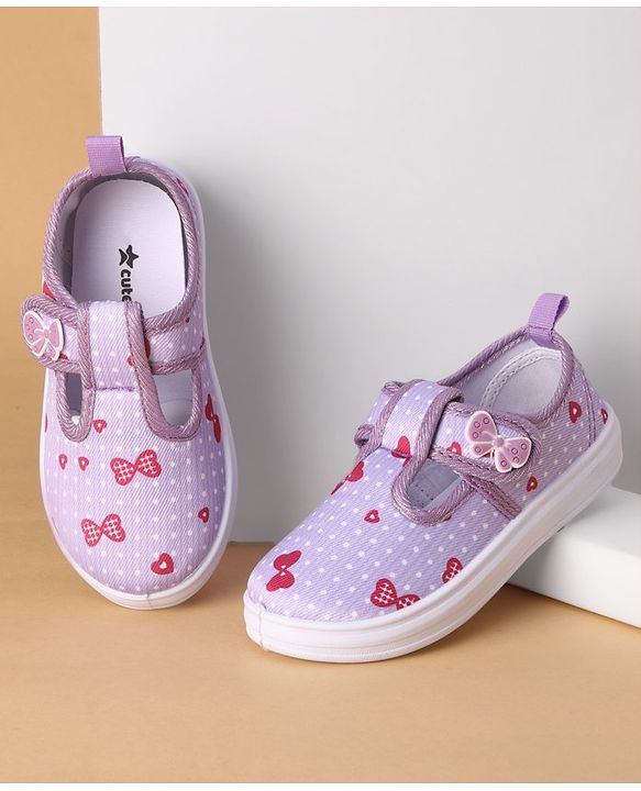 Cute Walk by Babyhug Velcro Closure Casual Shoes Butterfly Applique - Purple