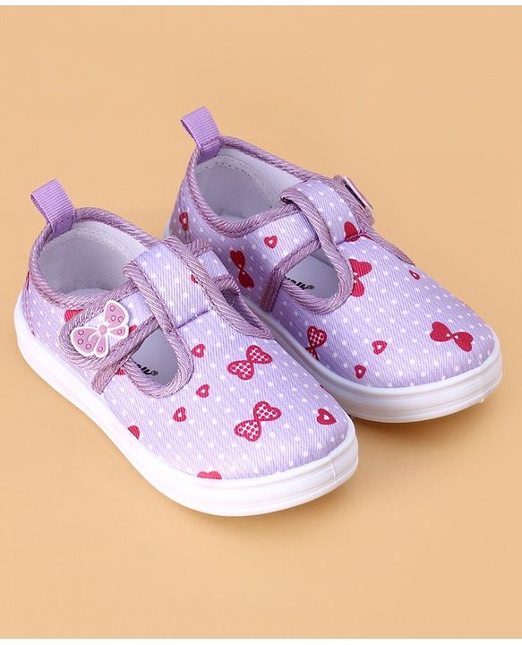 Cute Walk by Babyhug Velcro Closure Casual Shoes Butterfly Applique - Purple