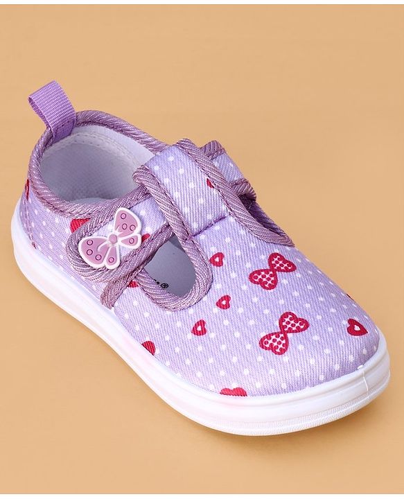 Cute Walk by Babyhug Velcro Closure Casual Shoes Butterfly Applique - Purple