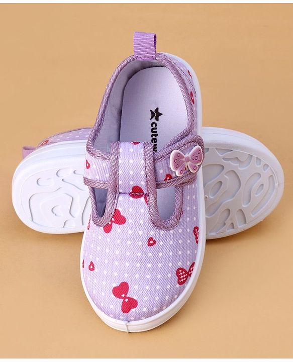 Cute Walk by Babyhug Velcro Closure Casual Shoes Butterfly Applique - Purple