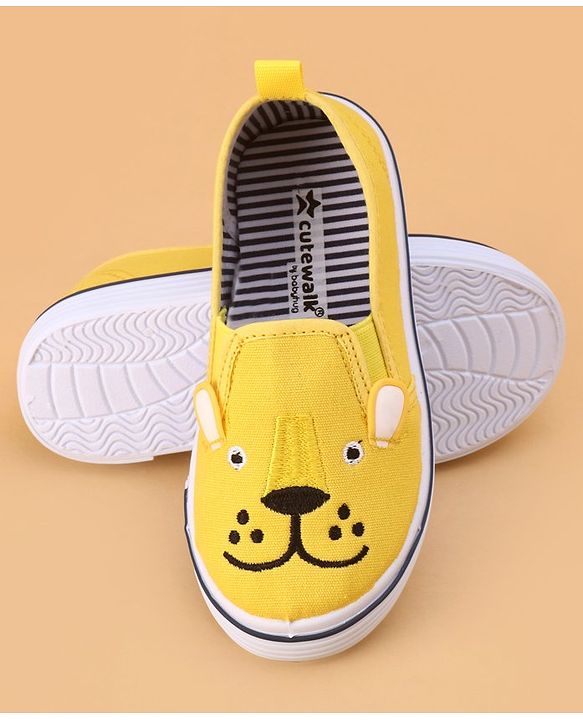 Cute Walk by Babyhug Slip on Casual Shoes with Bear Print- Yellow