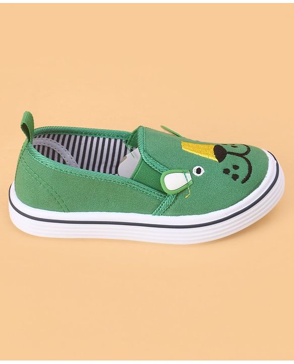 Cute Walk by Babyhug Slip on Casual Shoes with Bear Print- Green