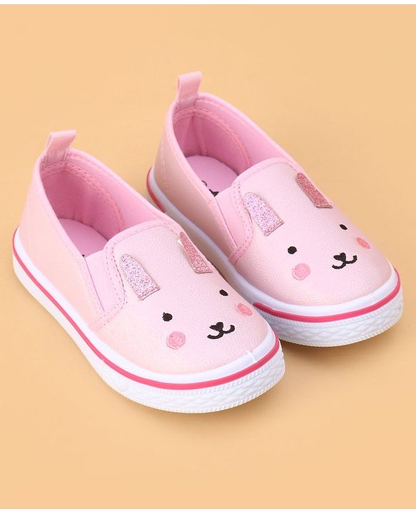 Cute Walk by Babyhug Slip on Casual Shoes with Kitty Print- Pink