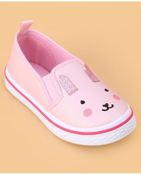 Cute Walk by Babyhug Slip on Casual Shoes with Kitty Print- Pink