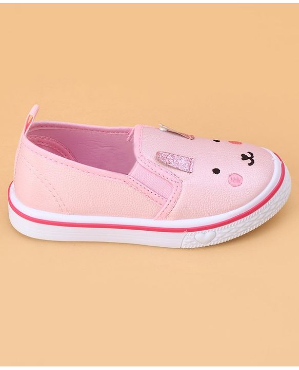 Cute Walk by Babyhug Slip on Casual Shoes with Kitty Print- Pink
