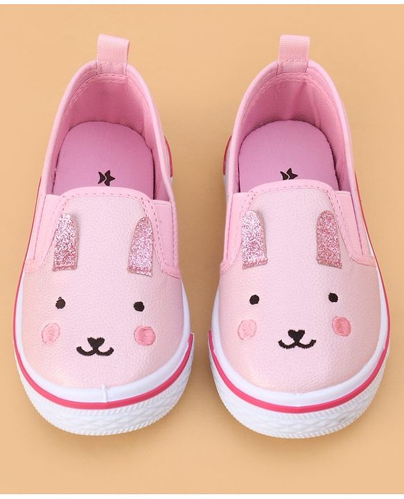 Cute Walk by Babyhug Slip on Casual Shoes with Kitty Print- Pink