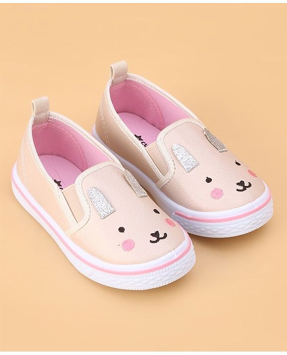 Cute Walk by Babyhug Slip on Casual Shoes with Kitty Print- Beige