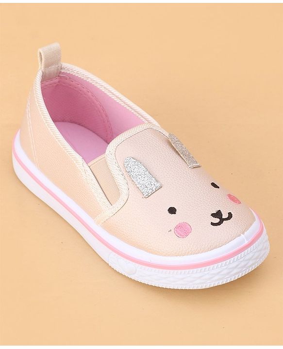 Cute Walk by Babyhug Slip on Casual Shoes with Kitty Print- Beige