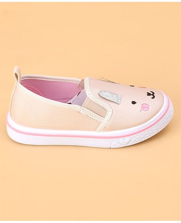 Cute Walk by Babyhug Slip on Casual Shoes with Kitty Print- Beige