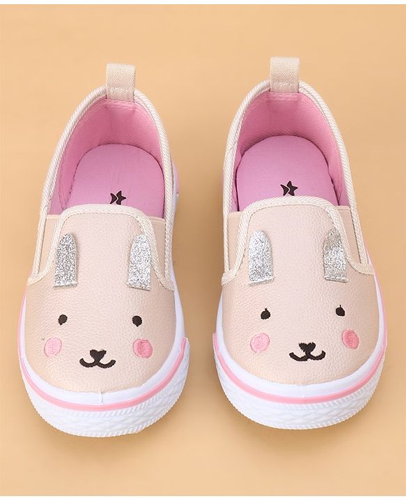 Cute Walk by Babyhug Slip on Casual Shoes with Kitty Print- Beige