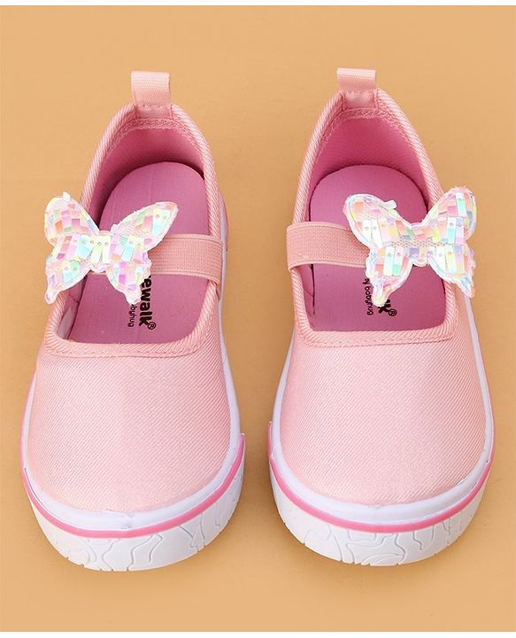 Cute Walk by Babyhug Velcro Closure Casual Shoes Butterfly Applique - Pink