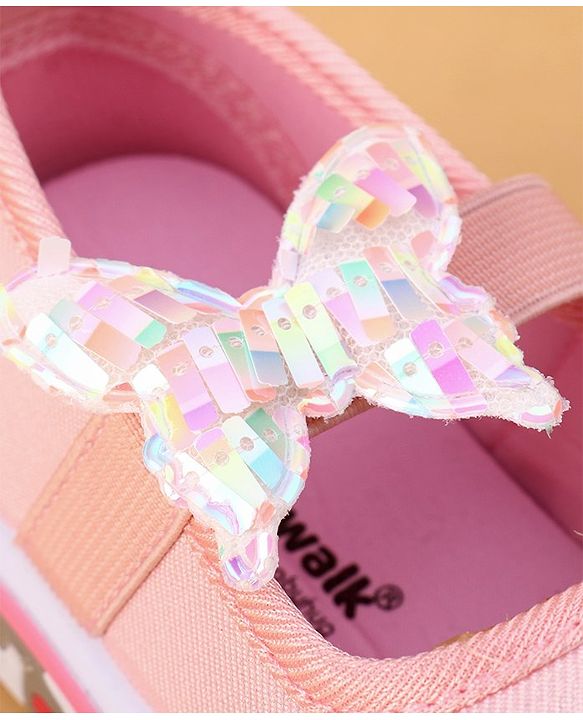 Cute Walk by Babyhug Velcro Closure Casual Shoes Butterfly Applique - Pink