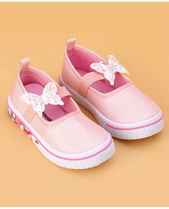 Cute Walk by Babyhug Velcro Closure Casual Shoes Butterfly Applique - Pink