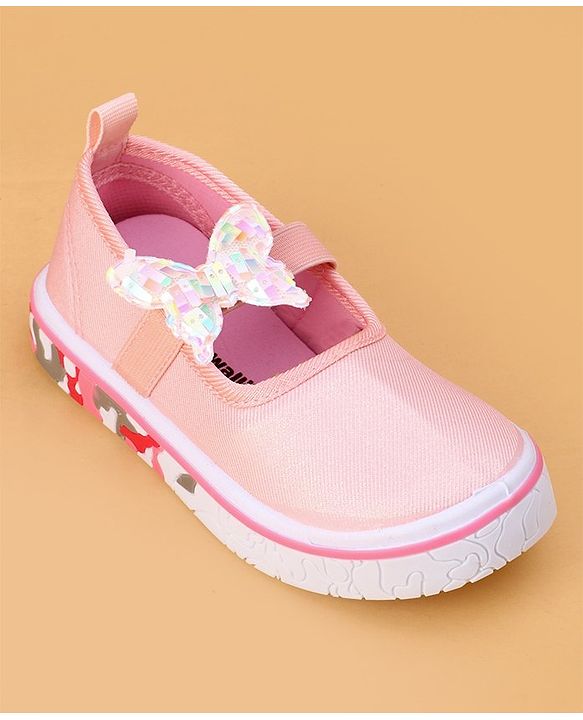 Cute Walk by Babyhug Velcro Closure Casual Shoes Butterfly Applique - Pink