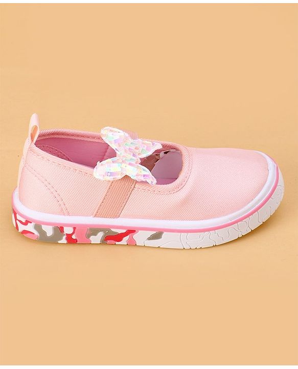 Cute Walk by Babyhug Velcro Closure Casual Shoes Butterfly Applique - Pink
