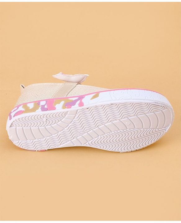 Cute Walk by Babyhug Velcro Closure Casual Shoes Butterfly Applique - Golden