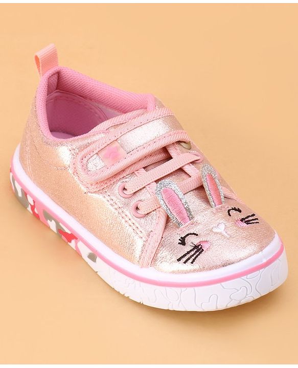 Cute Walk by Babyhug Shoes Kitty Print with Velcro Closure - Pink