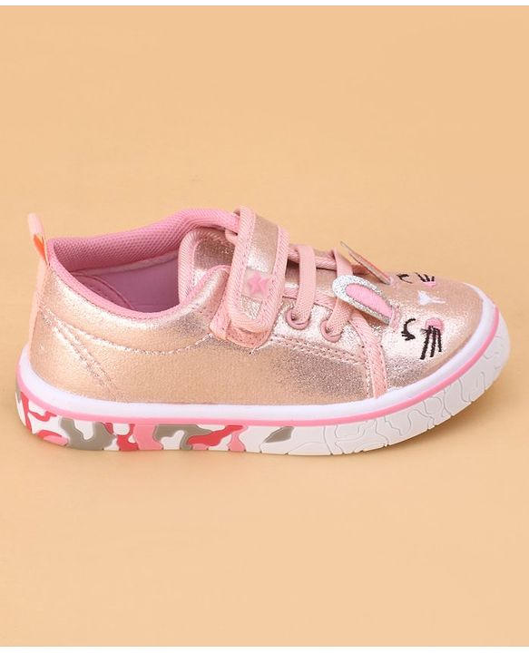 Cute Walk by Babyhug Shoes Kitty Print with Velcro Closure - Pink