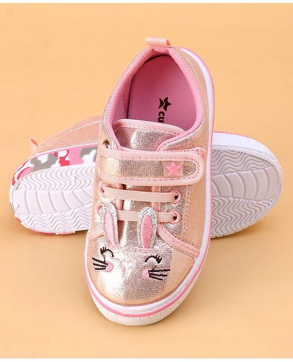 Cute Walk by Babyhug Shoes Kitty Print with Velcro Closure - Pink
