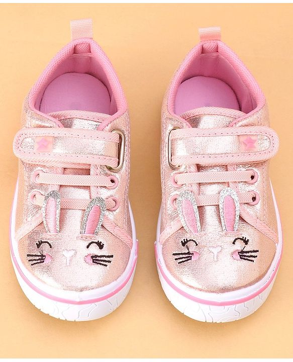 Cute Walk by Babyhug Shoes Kitty Print with Velcro Closure - Pink