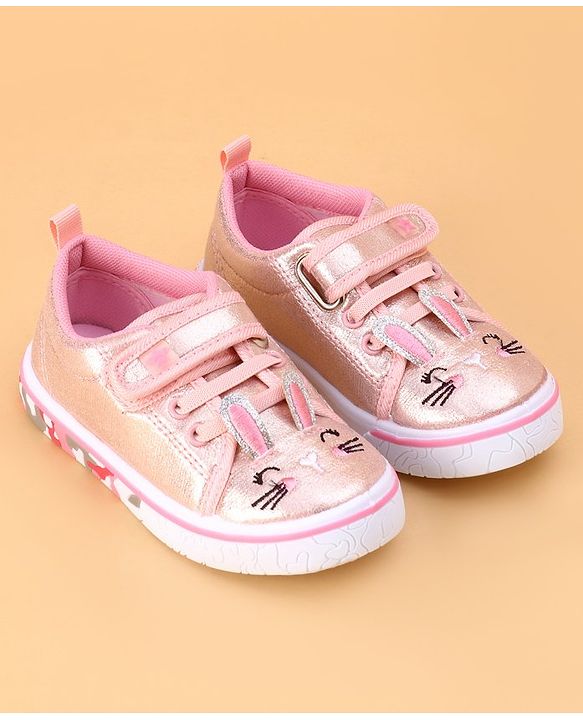 Cute Walk by Babyhug Shoes Kitty Print with Velcro Closure - Pink