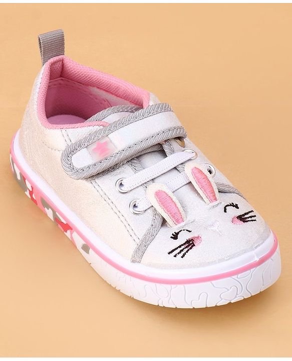Cute Walk by Babyhug Shoes Kitty Print with Velcro Closure - Pink
