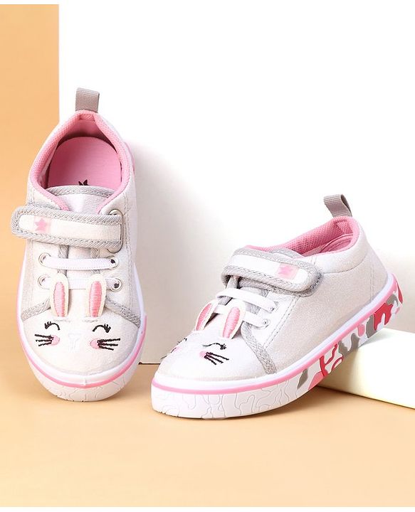 Cute Walk by Babyhug Shoes Kitty Print with Velcro Closure - Pink