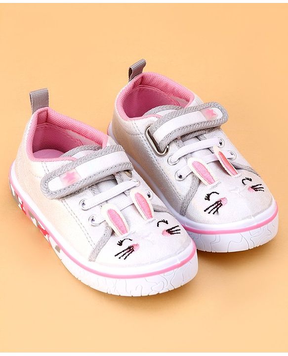 Cute Walk by Babyhug Shoes Kitty Print with Velcro Closure - Pink