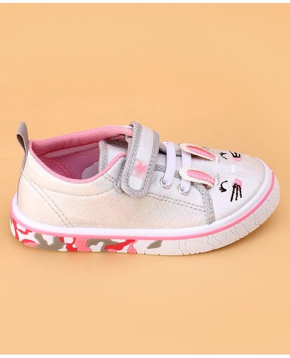 Cute Walk by Babyhug Shoes Kitty Print with Velcro Closure - Pink