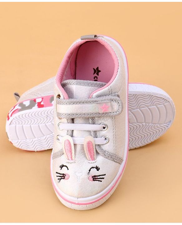 Cute Walk by Babyhug Shoes Kitty Print with Velcro Closure - Pink