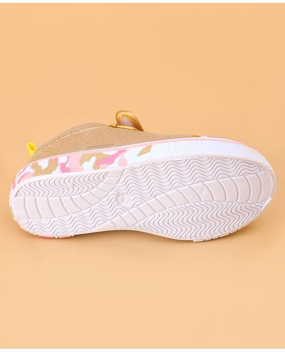 Cute Walk by Babyhug Shoes Kitty Print with Velcro Closure - Gold