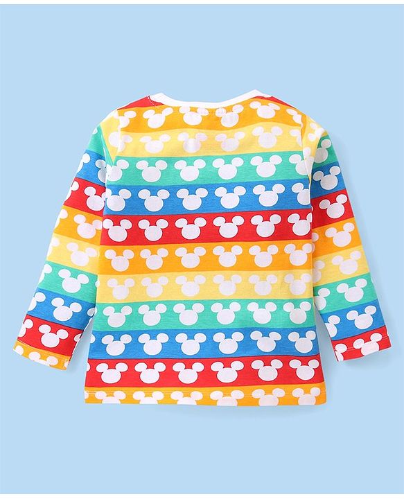 Babyhug Disney Cotton Knit Full Sleeves Night Suit With Mickey Mouse Graphics - Multicolor