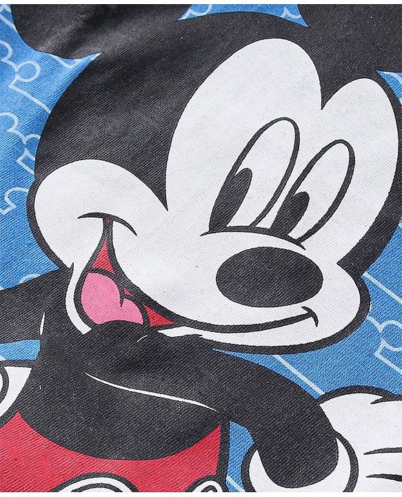 Babyhug Disney Single Jersey Knit Full Sleeves Night Suit With Mickey Mouse Graphics -Blue
