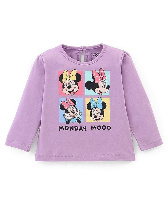 Babyhug Disney Cotton Single Jersey Knit Full Sleeves Night Suit Minnie Mouse Print- Purple & Pink