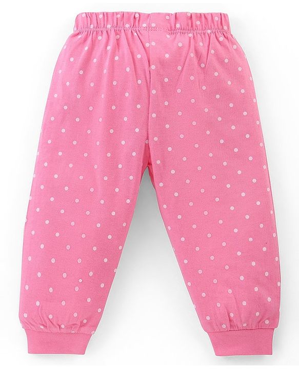 Babyhug Disney Cotton Single Jersey Knit Full Sleeves Night Suit Minnie Mouse Print- Purple & Pink