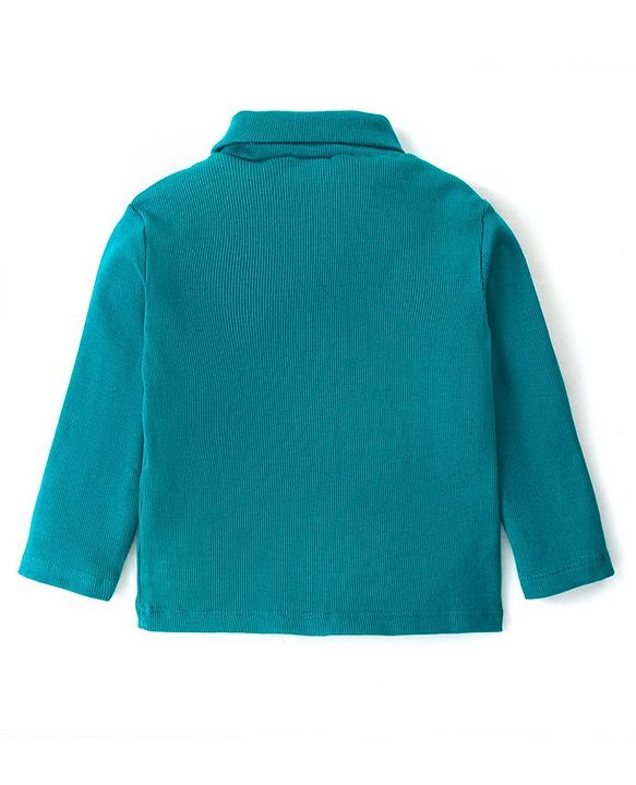 Babyhug Cotton Knit Full Sleeves Turtle Neck T-Shirt Solid Colour - Green