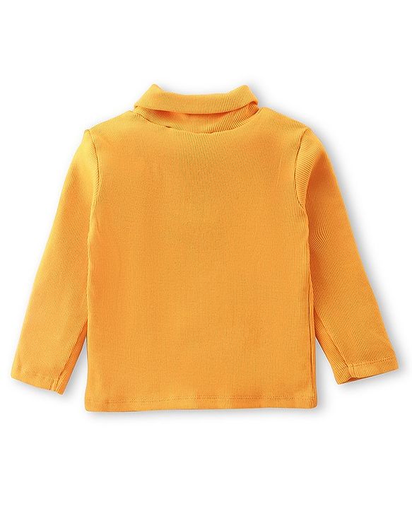 Babyhug Cotton Knit  Full Sleeves Solid Skivi T-Shirt - Yellow