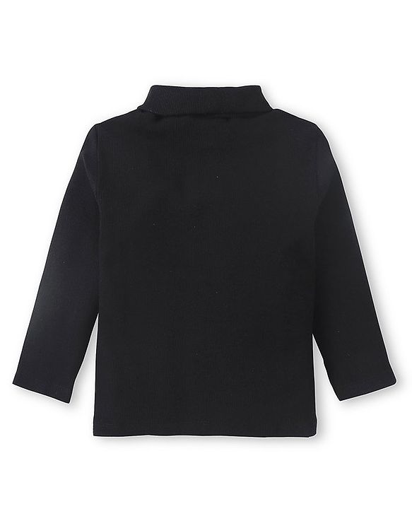 Babyhug Cotton Knit Full Sleeves Solid Skivi T-Shirt - Black