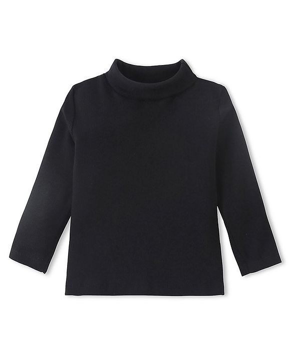 Babyhug Cotton Knit Full Sleeves Solid Skivi T-Shirt - Black