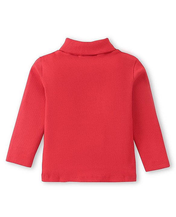Babyhug Cotton Knit  Full Sleeves Solid Skivi T-Shirt - Red